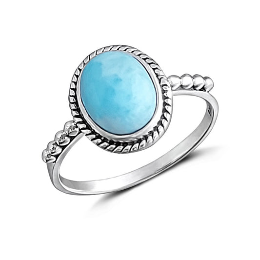oval blue larimar ring