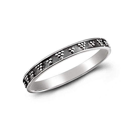 tri dot silver ring band