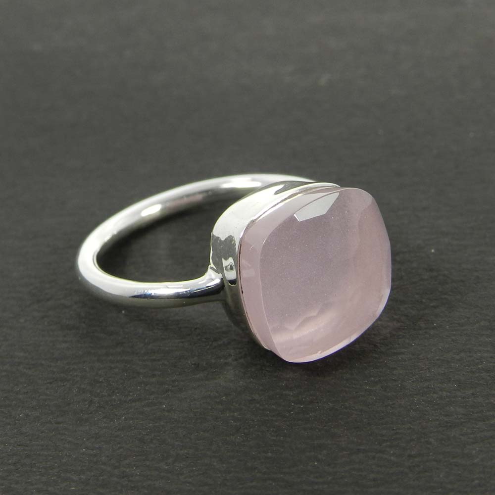 pink quartz silver sterling ring