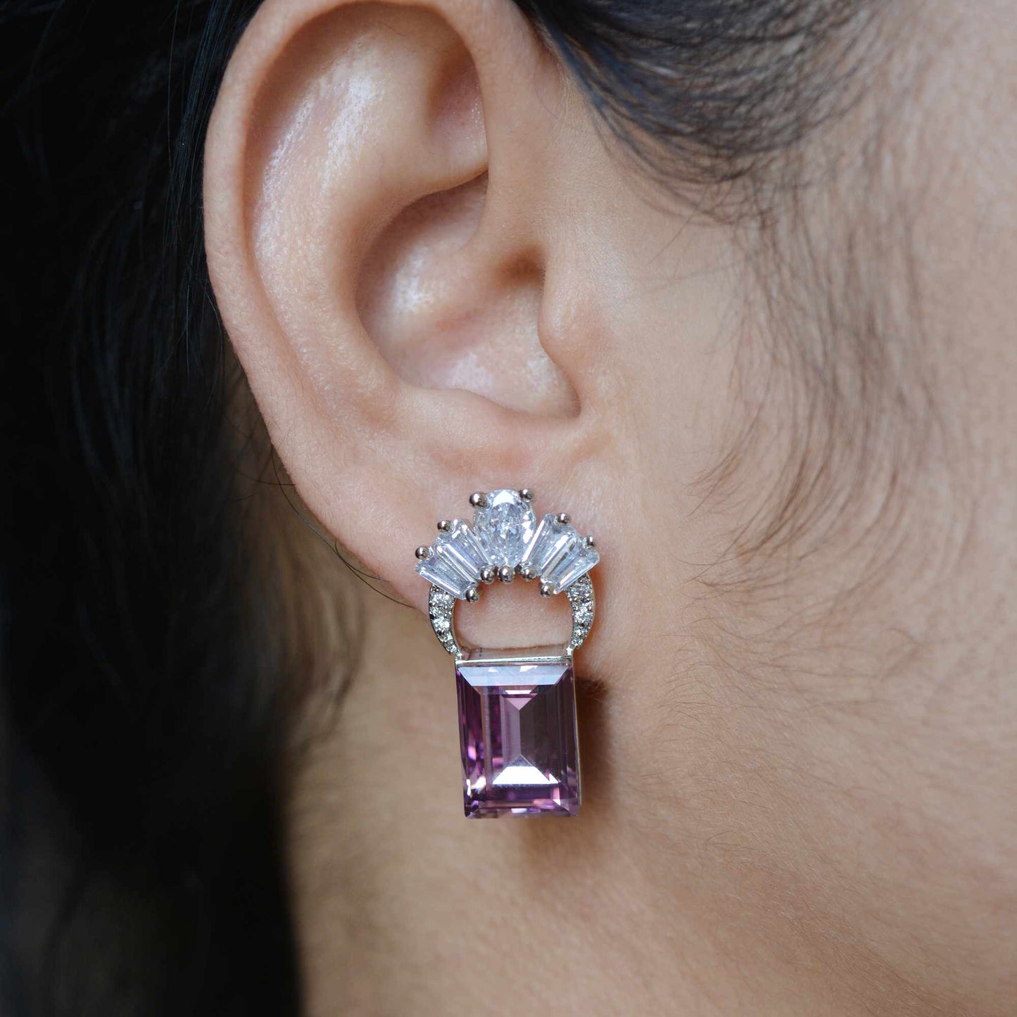 purple cz earrings