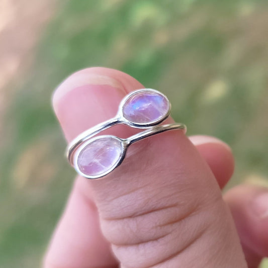 Moonstone Adjustable Silver Ring