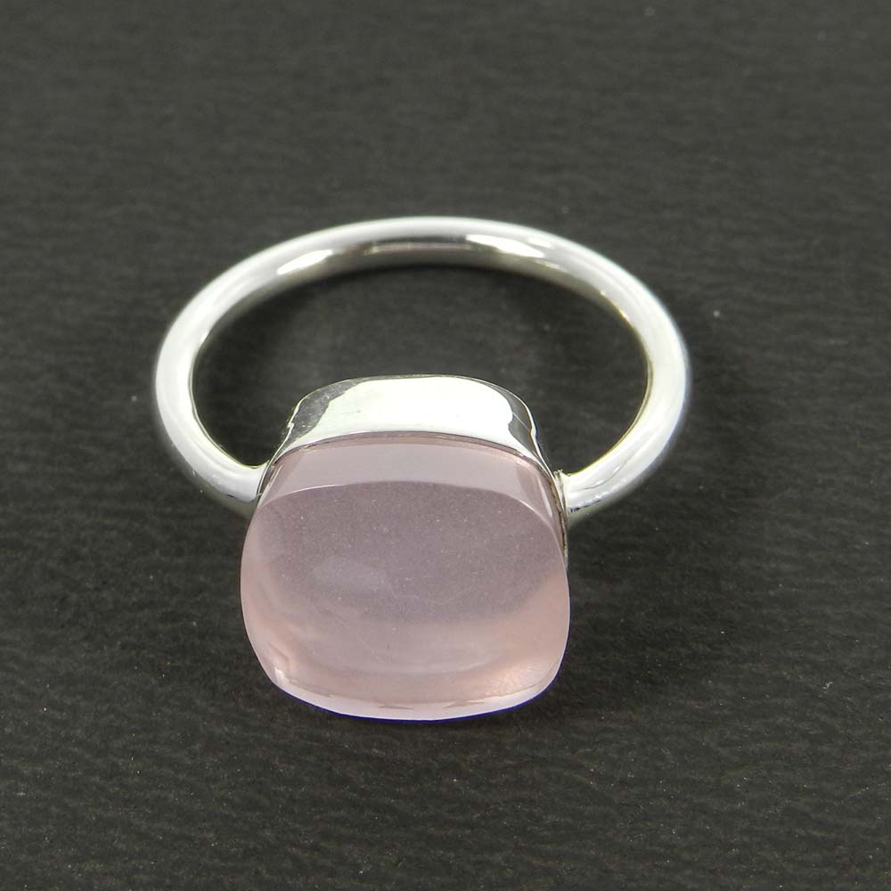 Stackable Rose Quartz Ring in Sterling Silver