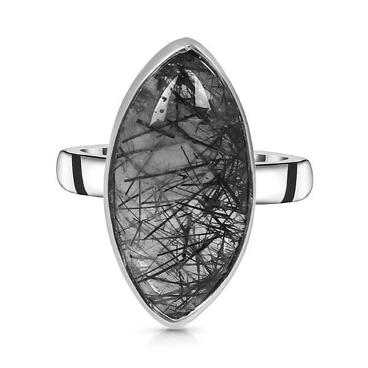 marquise black rutile ring