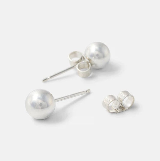 Sterling Silver Ball Stud Earrings for Men Women