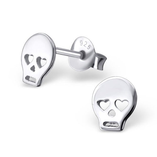 Skull Stud Earrings in 925 Sterling Silver