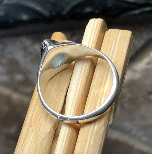 Wide band Aquamarine ring