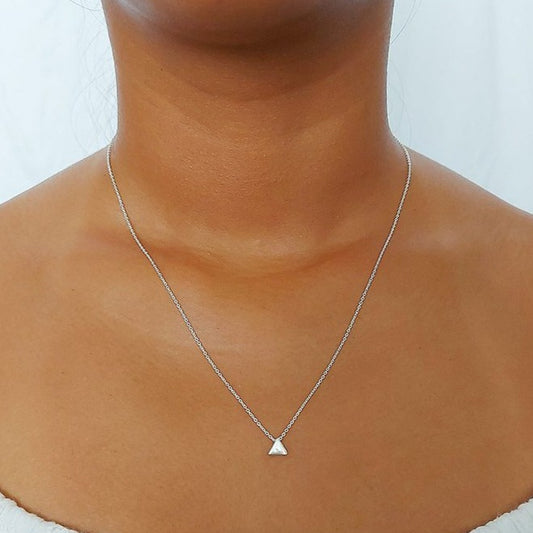 Tiny Triangle Silver Chain Necklace for Women